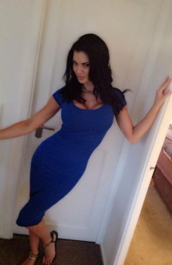 Jasmine Jae in tight blue dress